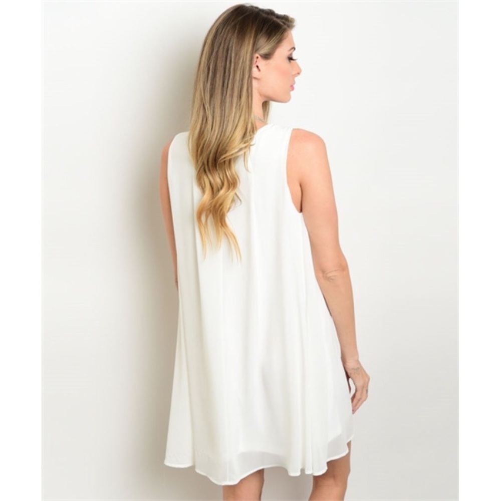 White Flowy Sheer Dress S - Picture 2 of 2